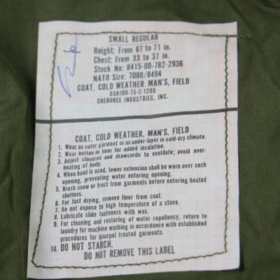 画像4: 【軍放出品】M-65 フィールドジャケット 1975年　サイズ：S/R　〈未使用品〉　
